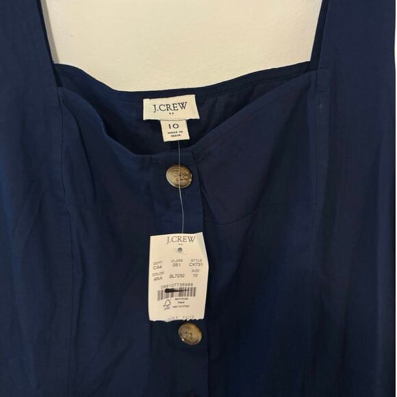 NWT J.Crew Button Front Belted Midi Dress Antique Navy Size 10 - Picture 5 of 7